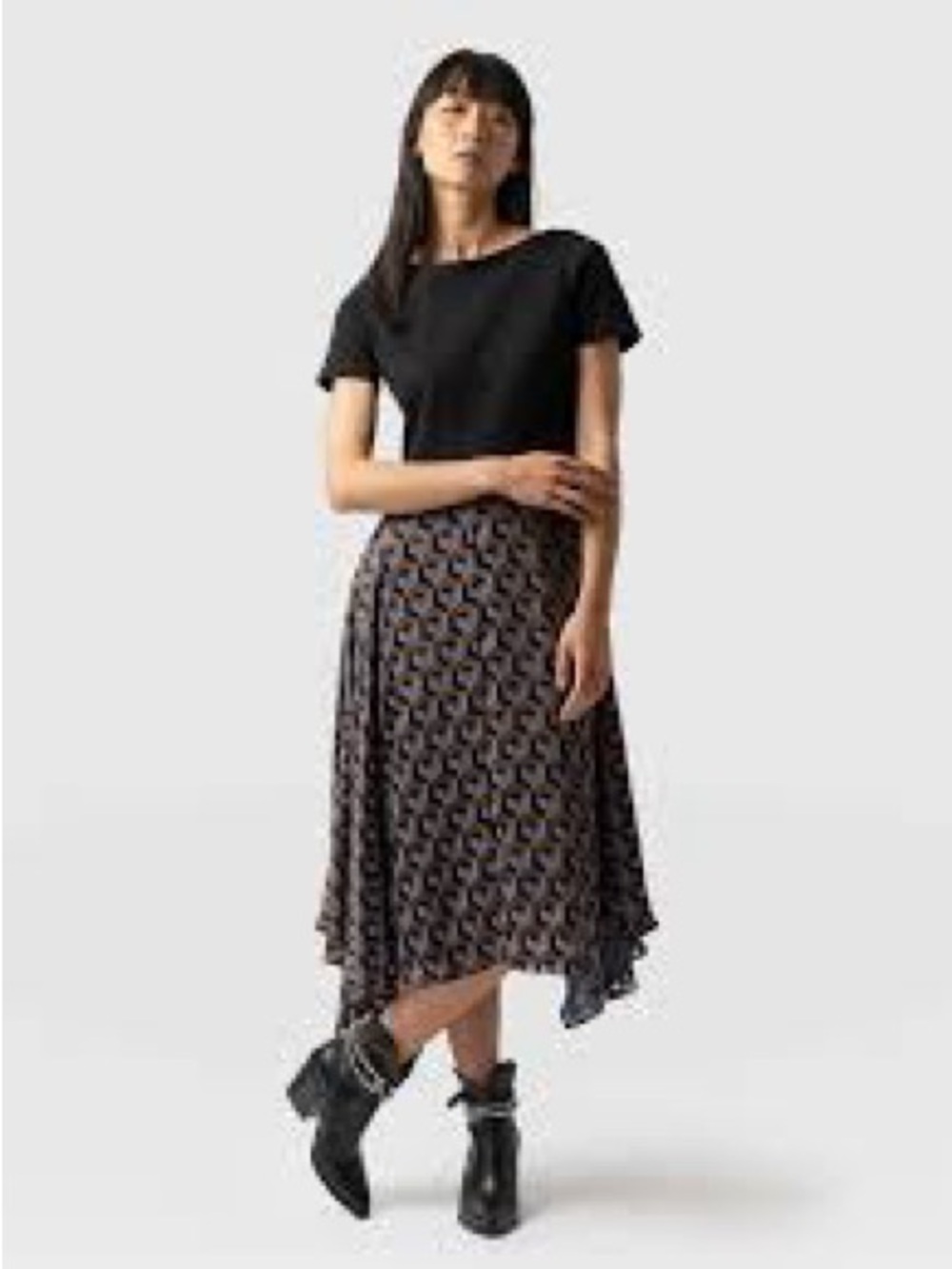 Saint + Sofia Pilton Dress Womens‎ 14 Black Blue Geometric Asymmetrical